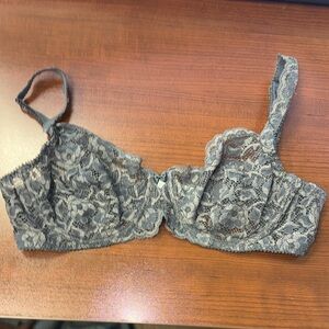 LOU french Lingerie Steel Gray Lace demi cup Underwire Bra size 34D